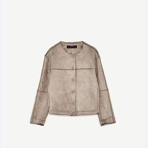 BNWOT Zara Faux Suede Cropped Overshirt